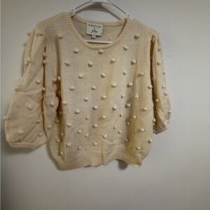 DemyLee JCrew Cream Pom-Pom Women's Pompom Sweater M